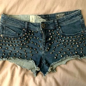 Super cool studded denim shorts